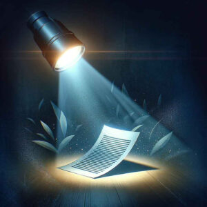 Light shines on sheet of paper